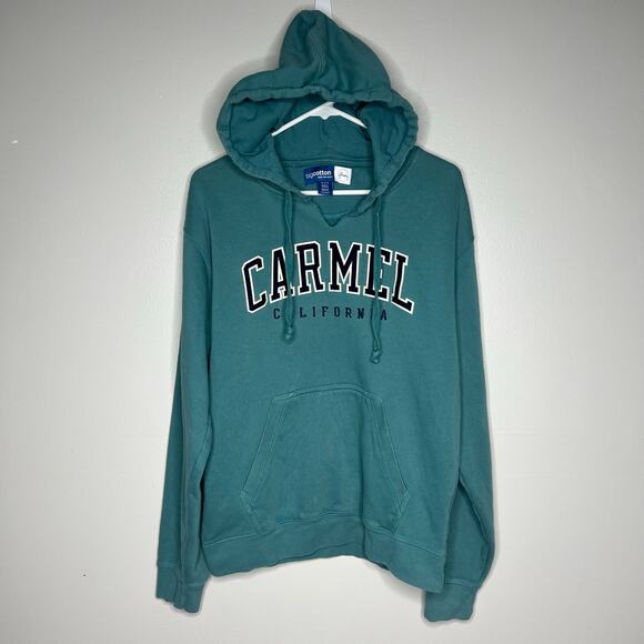 Carmel California Hoodie Spell Out Sweatshirt Distressed Neck Size M Coastal - Picture 1 of 7